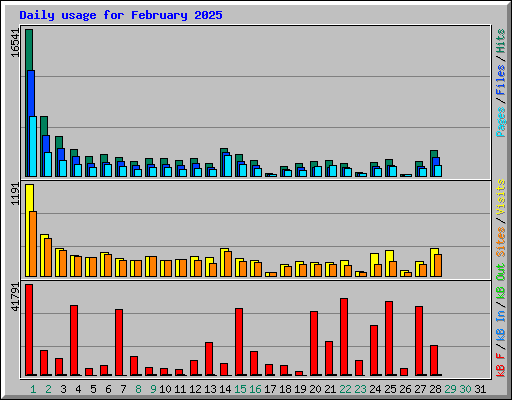 Daily usage for February 2025