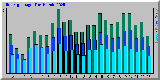 Hourly usage for March 2025